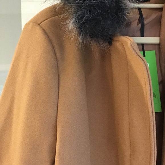 NWT Cherish C7141 Ladies wool look jacket w/removable hood Camel - Picture 3 of 5